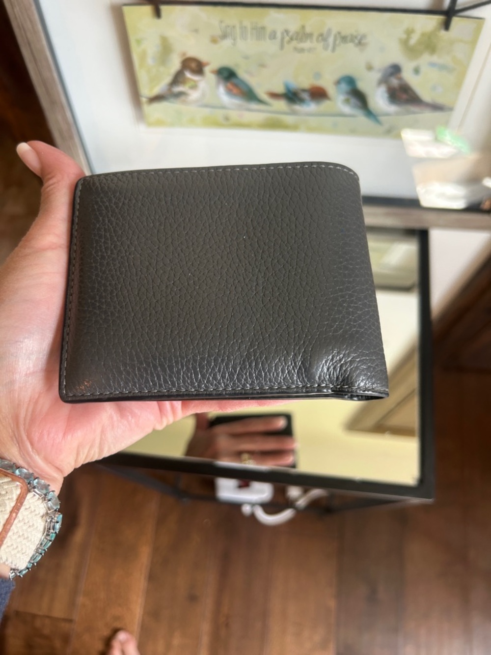 Coach Men's Dark Gray Pebbled Leather Money Clip Wallet - Picture 14 of 14